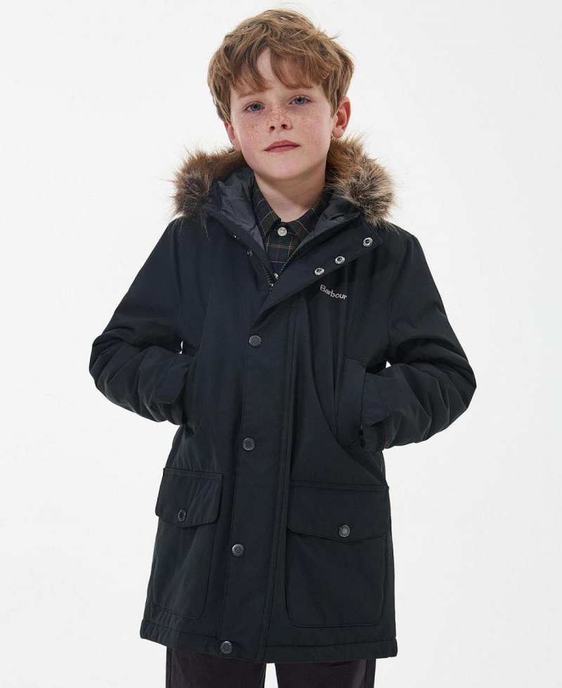 Vetement Barbour Boys' Ripley Showerproof Parka Jacket Enfant Noir | France_BAR98543