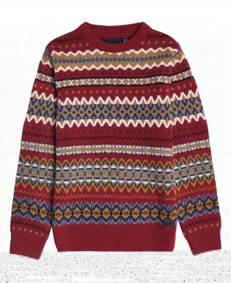 Vetement Barbour Boys Case Fairisle Jumper Enfant Rouge | France_BAR99404