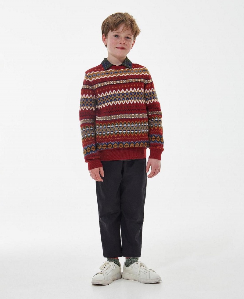 Vetement Barbour Boys Case Fairisle Jumper Enfant Rouge | France_BAR99404