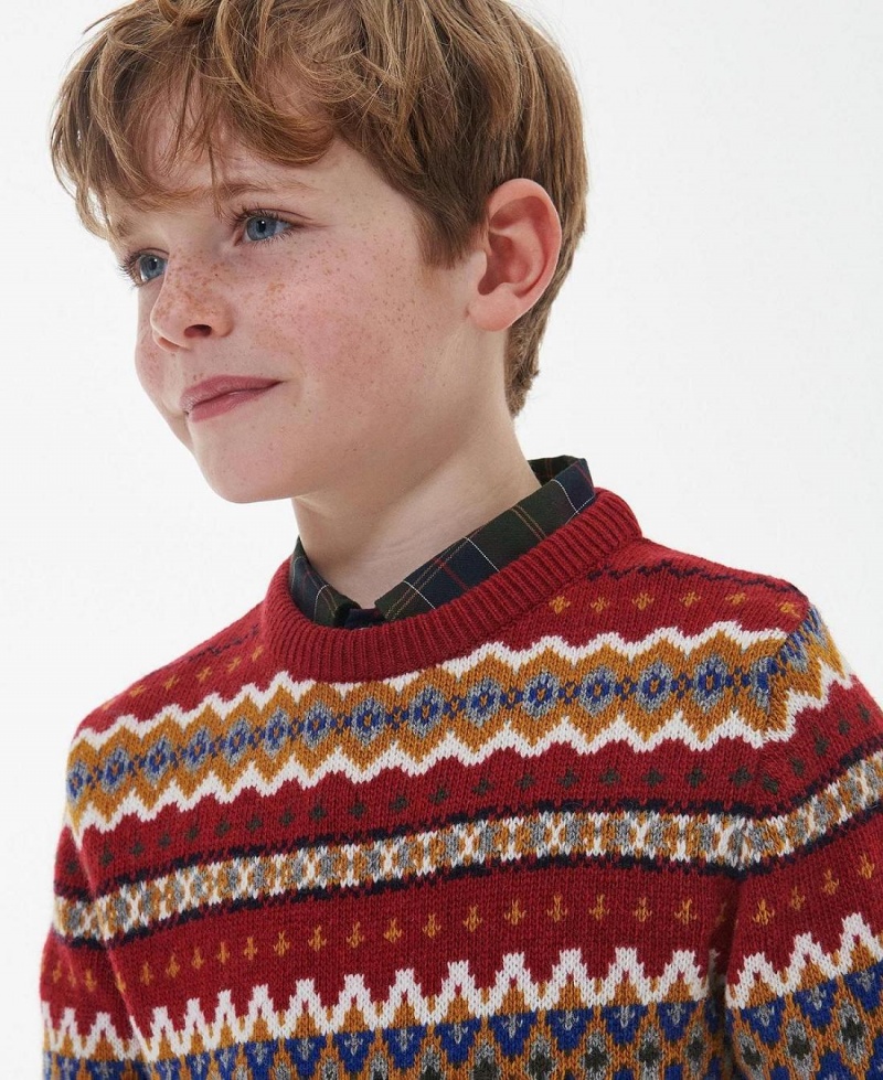 Vetement Barbour Boys Case Fairisle Jumper Enfant Rouge | France_BAR99404