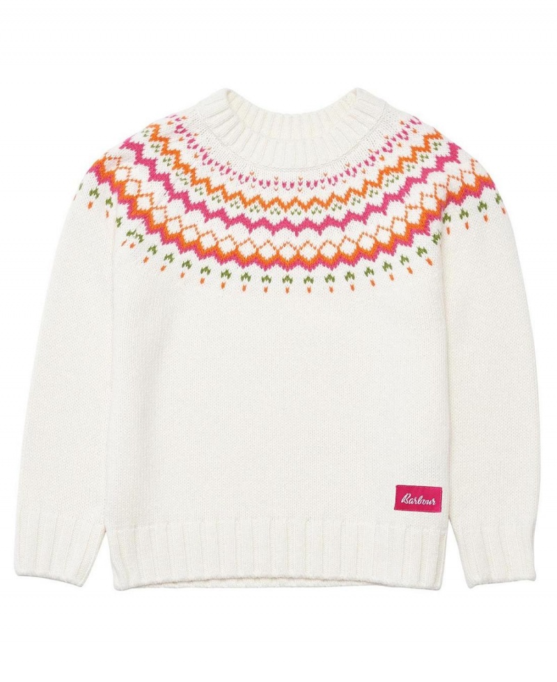 Vetement Barbour Girls' Harper Tricoté Jumper Enfant Blanche | France_BAR10169