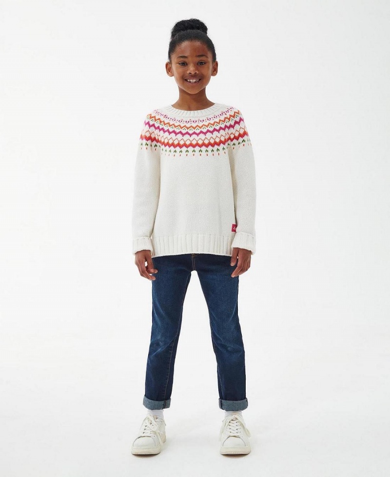 Vetement Barbour Girls' Harper Tricoté Jumper Enfant Blanche | France_BAR10169