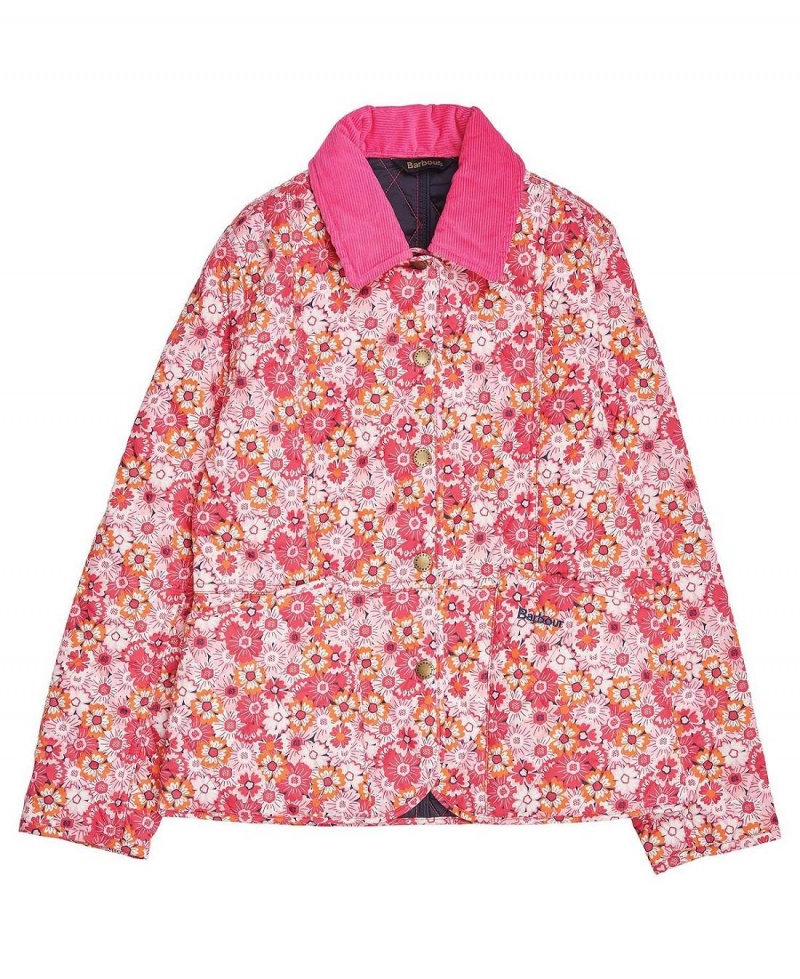 Vetement Barbour Girls' Patterned Liddesdale Matelassé Jacket Enfant Rose | France_BAR67163