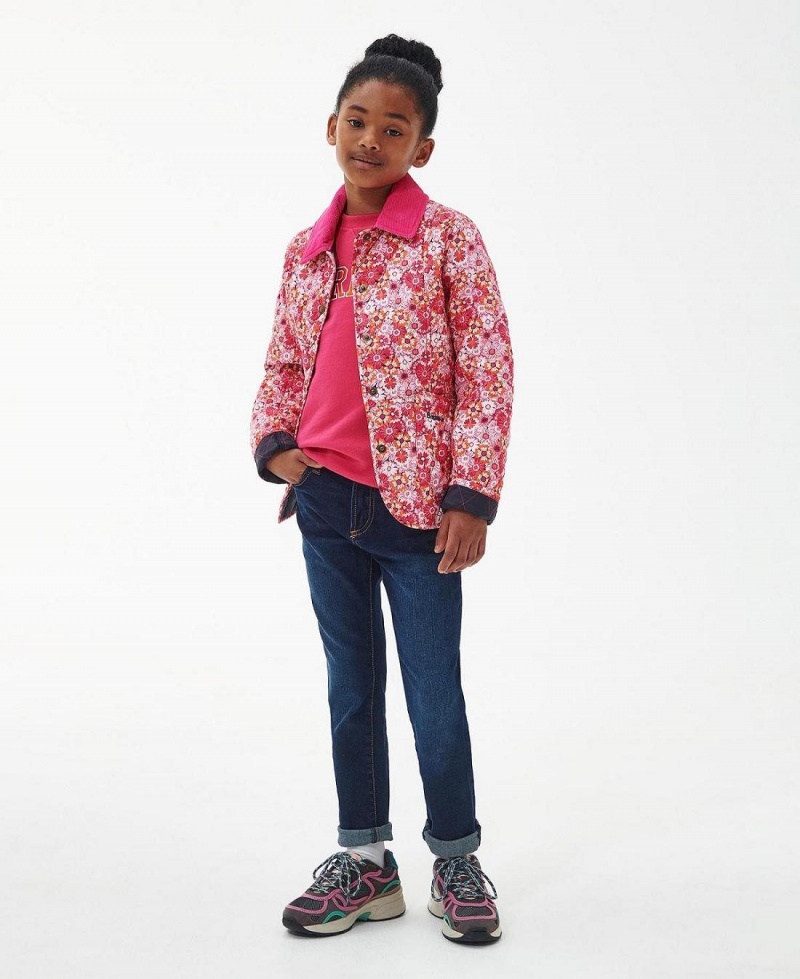 Vetement Barbour Girls' Patterned Liddesdale Matelassé Jacket Enfant Rose | France_BAR67163