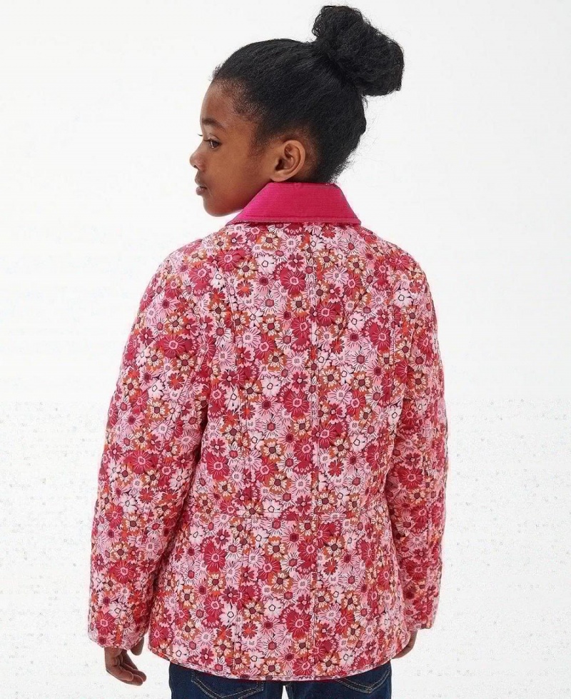 Vetement Barbour Girls' Patterned Liddesdale Matelassé Jacket Enfant Rose | France_BAR67163