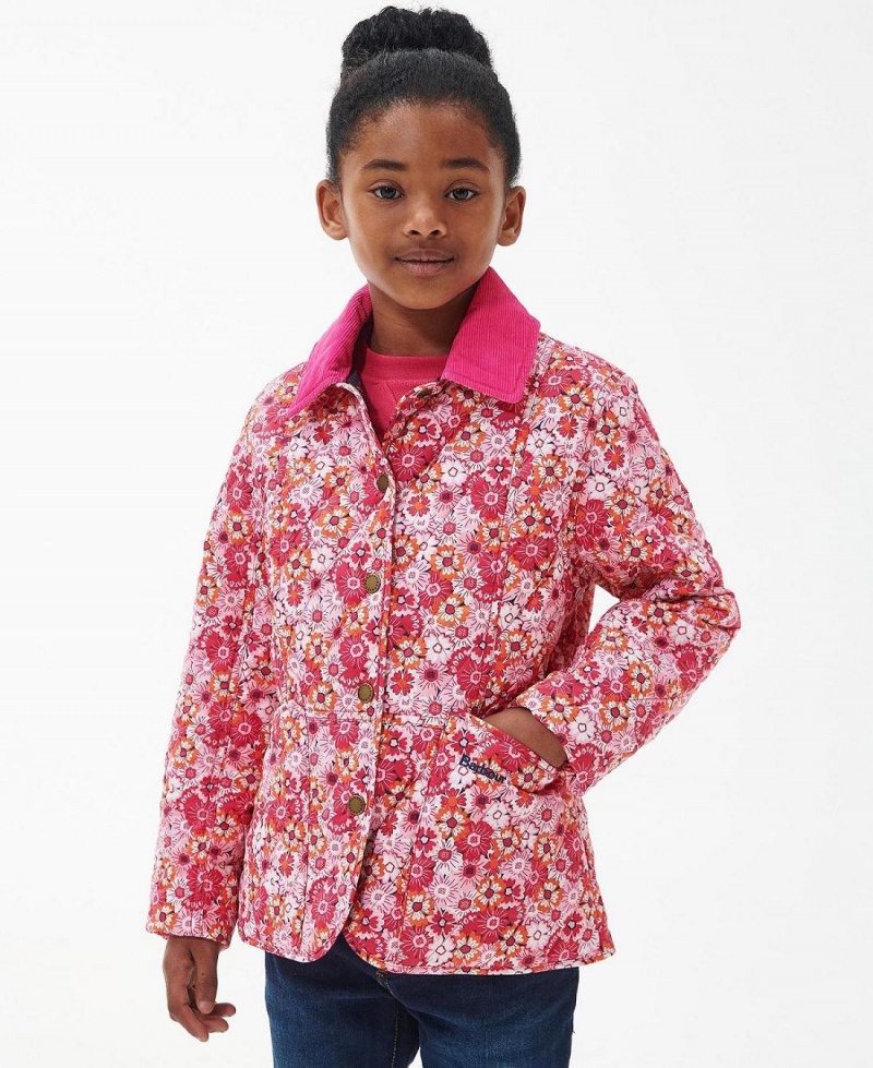 Vetement Barbour Girls' Patterned Liddesdale Matelassé Jacket Enfant Rose | France_BAR67163