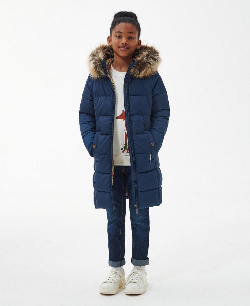 Vetement Barbour Girls' Rosoman Matelassé Jacket Enfant Bleu Marine | France_BAR32922