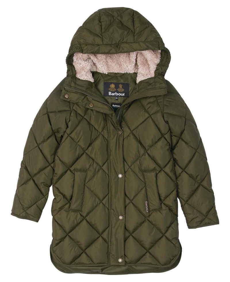 Vetement Barbour Girls Sandyford Matelassé Jacket Enfant Vert Olive | France_BAR66114