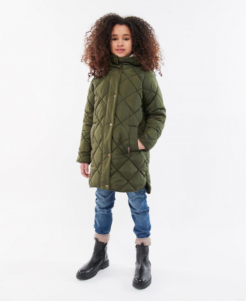 Vetement Barbour Girls Sandyford Matelassé Jacket Enfant Vert Olive | France_BAR66114