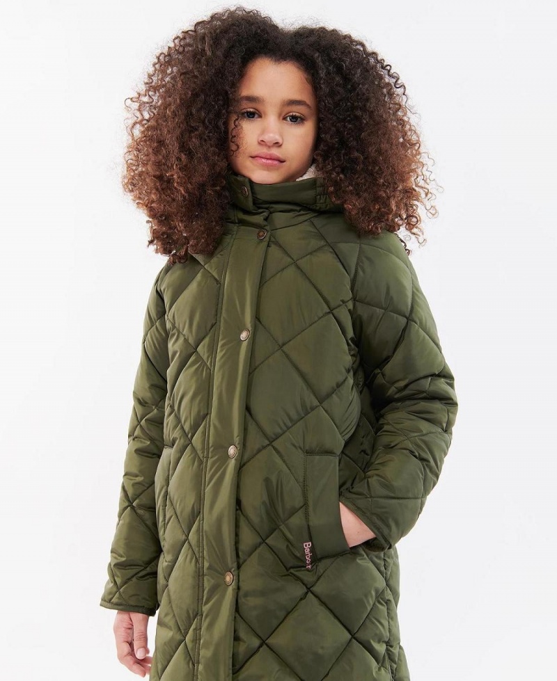 Vetement Barbour Girls Sandyford Matelassé Jacket Enfant Vert Olive | France_BAR66114