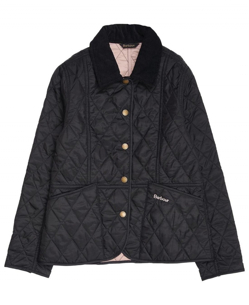 Vetement Barbour Girls Summer Liddesdale Matelassé Jacket Enfant Noir | France_BAR14649