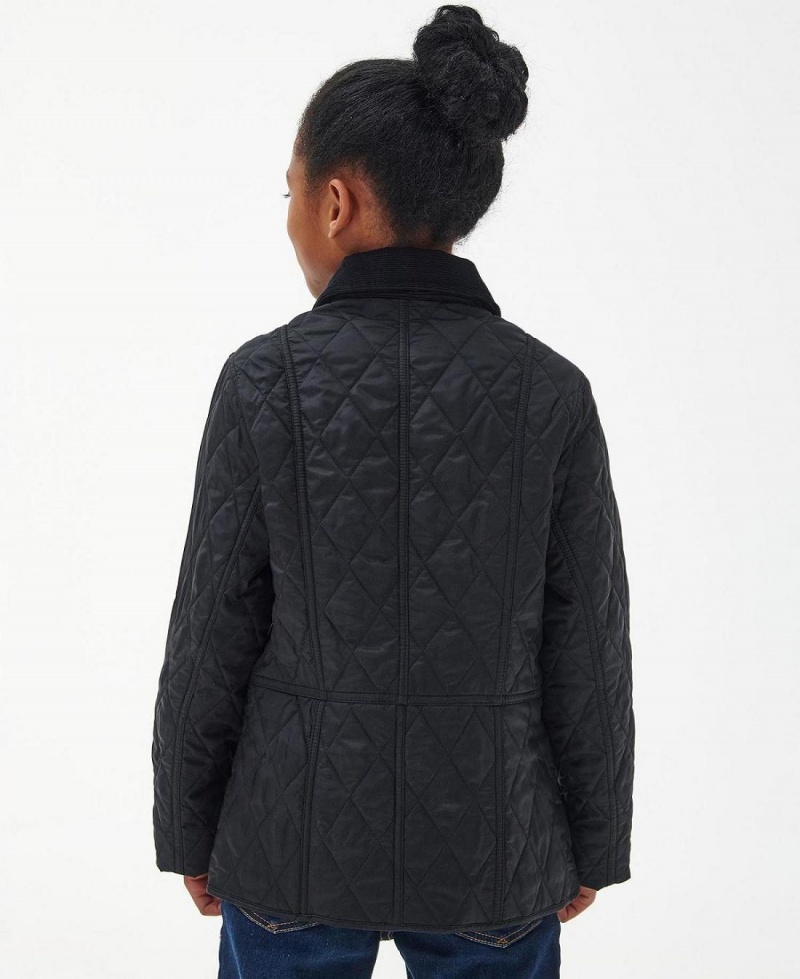 Vetement Barbour Girls Summer Liddesdale Matelassé Jacket Enfant Noir | France_BAR14649