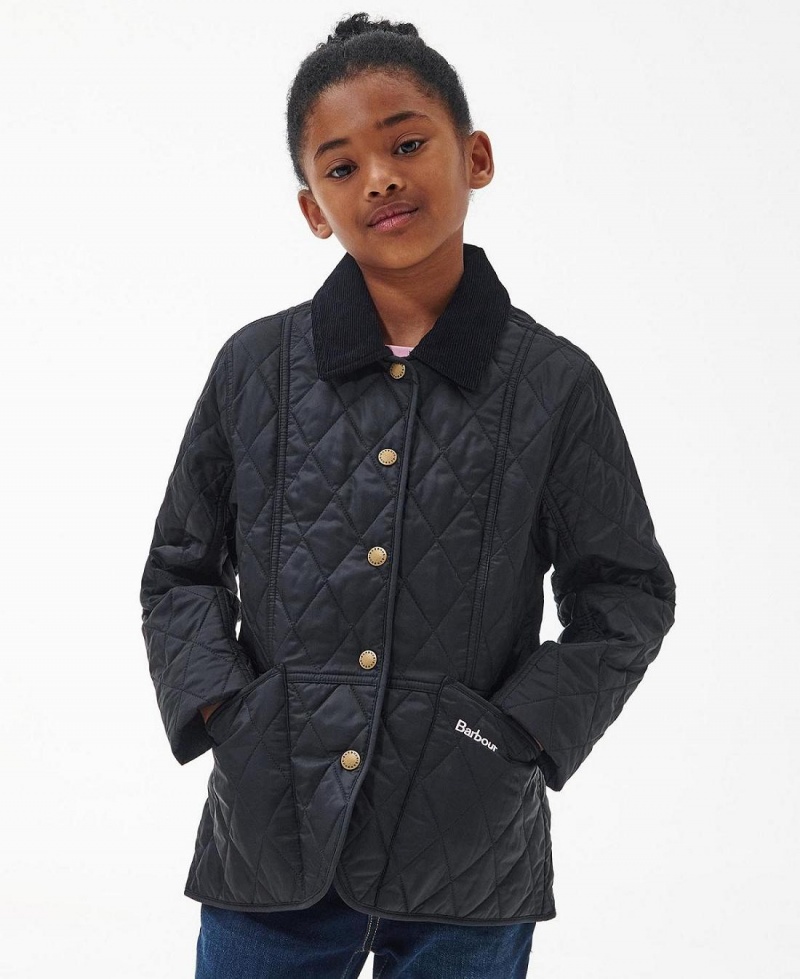 Vetement Barbour Girls Summer Liddesdale Matelassé Jacket Enfant Noir | France_BAR14649