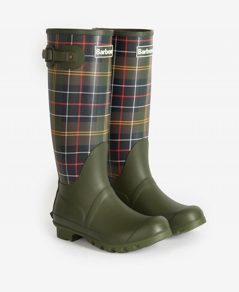 Wellingtons Barbour Tartan Bede Femme Vert Olive | France_BAR11457