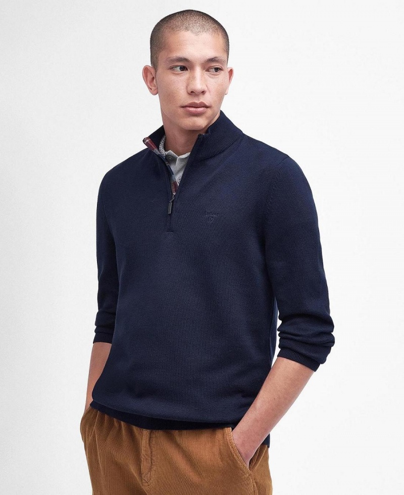 knitwear Barbour Avoch Half-Zip Jumper Homme Bleu Marine | France_BAR94678