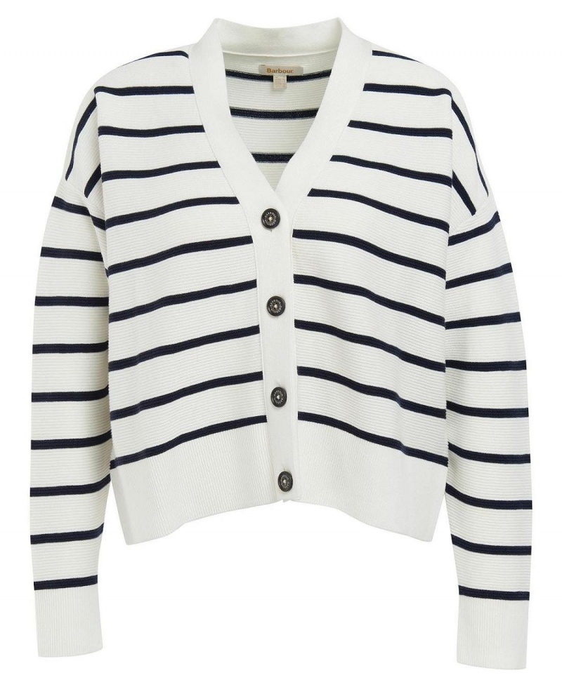 knitwear Barbour Barbour Mariner Cardigan Femme Noir Stripes | France_BAR46346