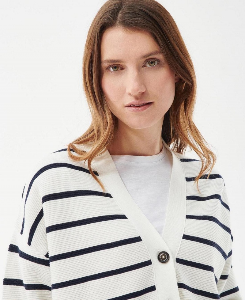 knitwear Barbour Barbour Mariner Cardigan Femme Noir Stripes | France_BAR46346