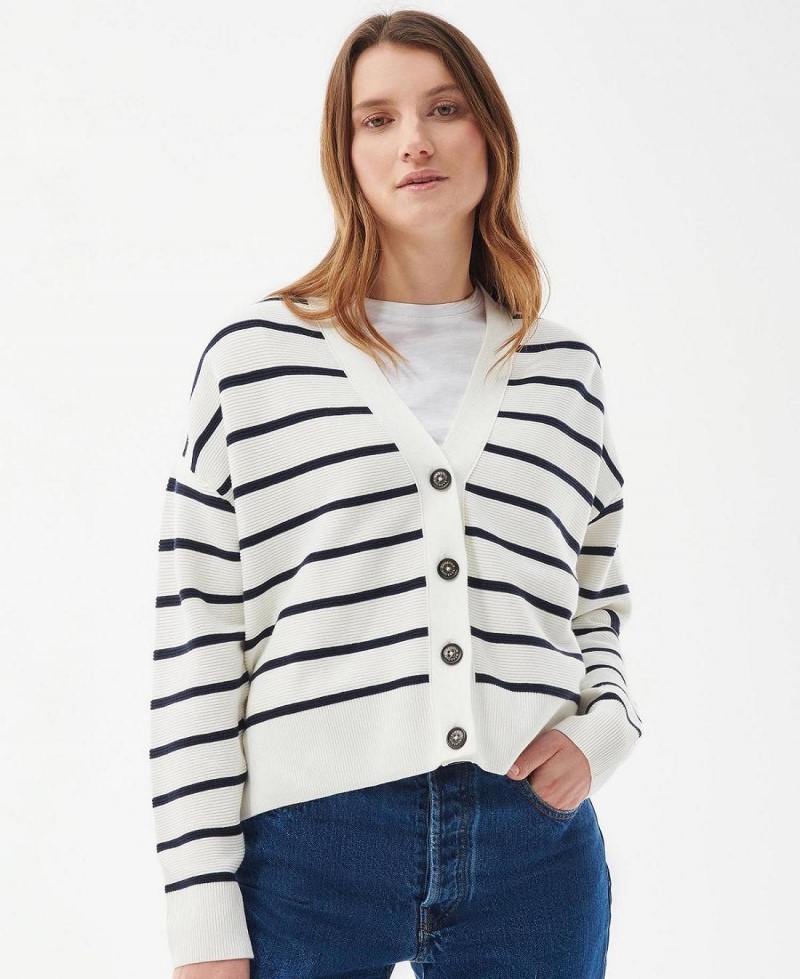 knitwear Barbour Barbour Mariner Cardigan Femme Noir Stripes | France_BAR46346