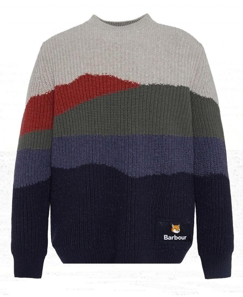 knitwear Barbour Barbour x Maison Kitsuné Landscape Jumper Femme Bleu Marine | France_BAR36236