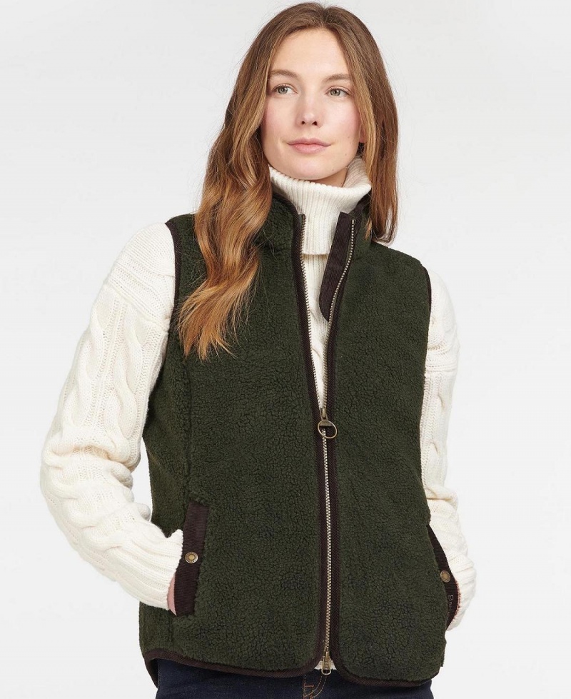 knitwear Barbour Burford Fleece Femme Vert Olive | France_BAR97520