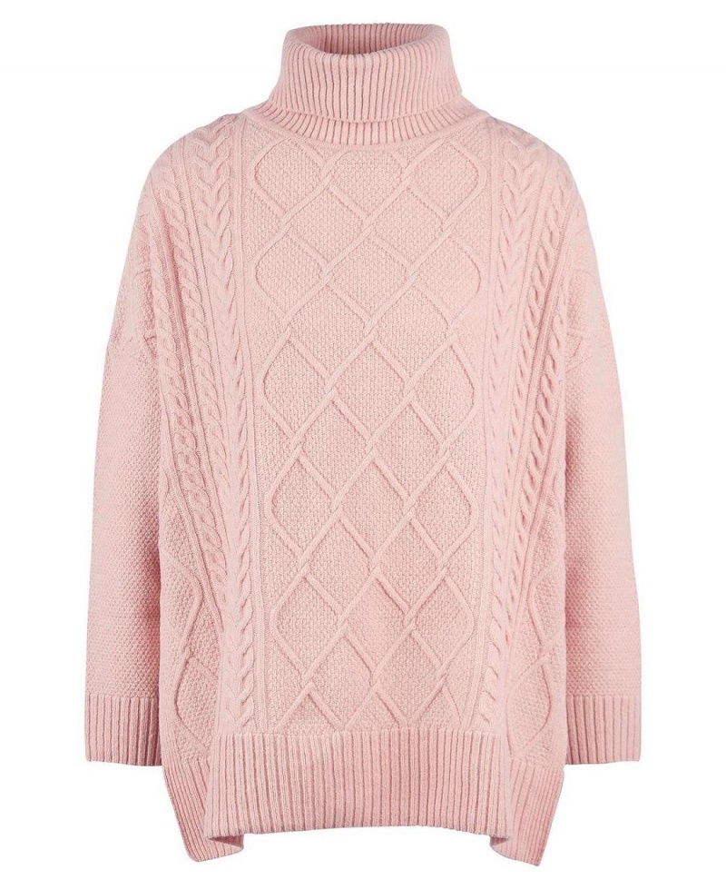 knitwear Barbour Burne Rollneck Jumper Femme Rose | France_BAR94746