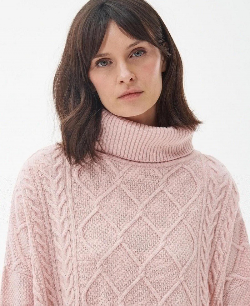 knitwear Barbour Burne Rollneck Jumper Femme Rose | France_BAR94746