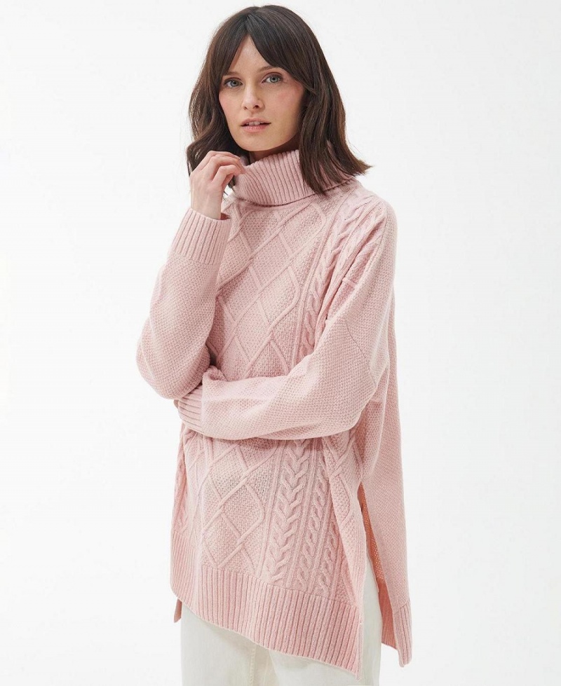 knitwear Barbour Burne Rollneck Jumper Femme Rose | France_BAR94746