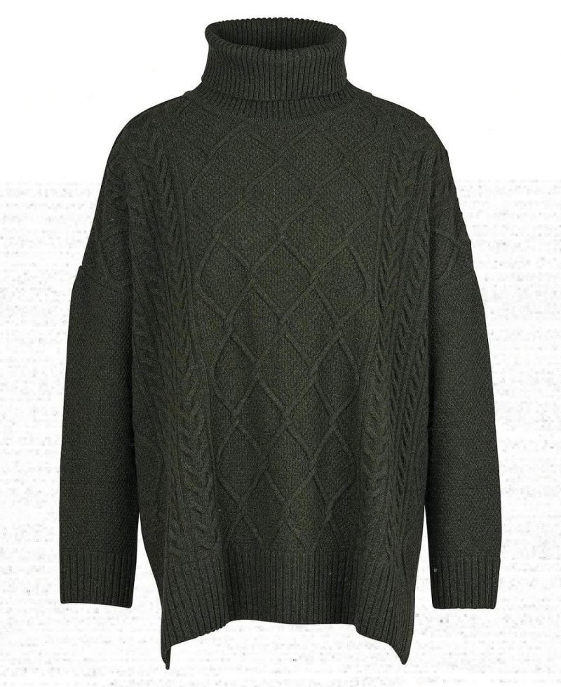 knitwear Barbour Burne Rollneck Jumper Femme Vert Olive | France_BAR22717