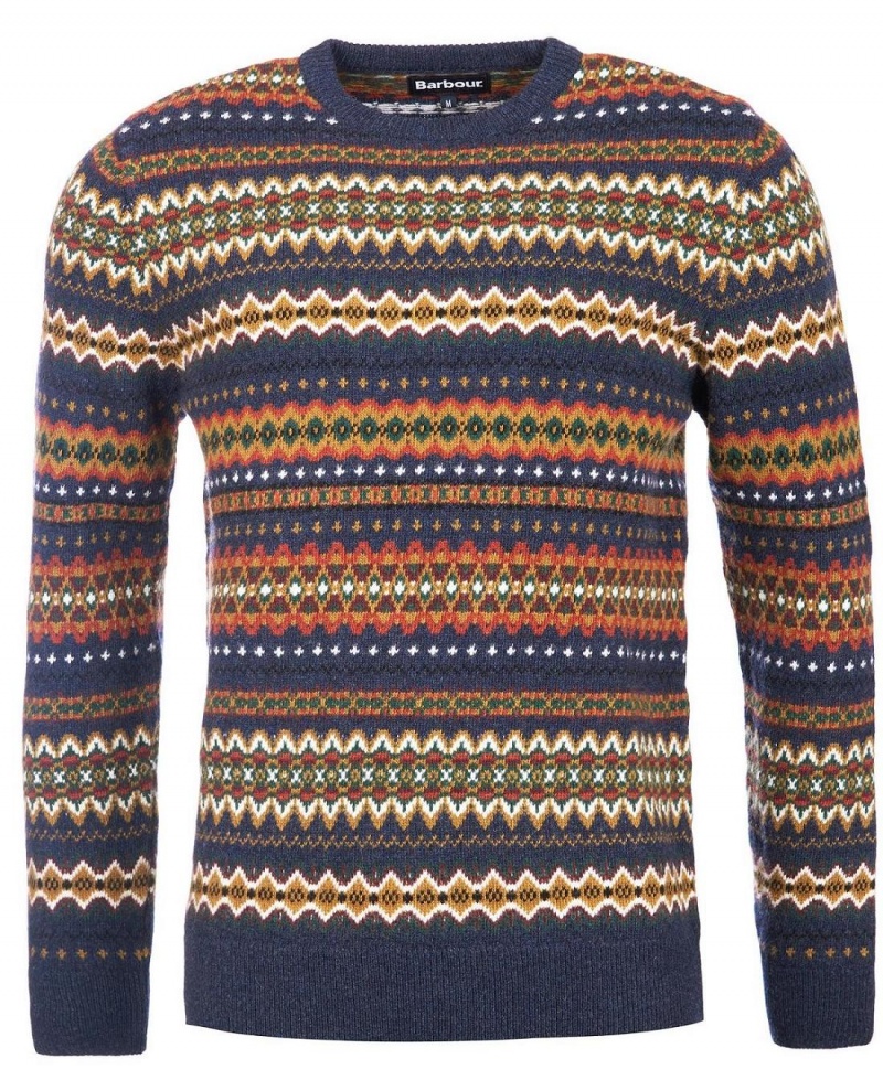 knitwear Barbour Case Fair Isle Jumper Homme Bleu | France_BAR26458