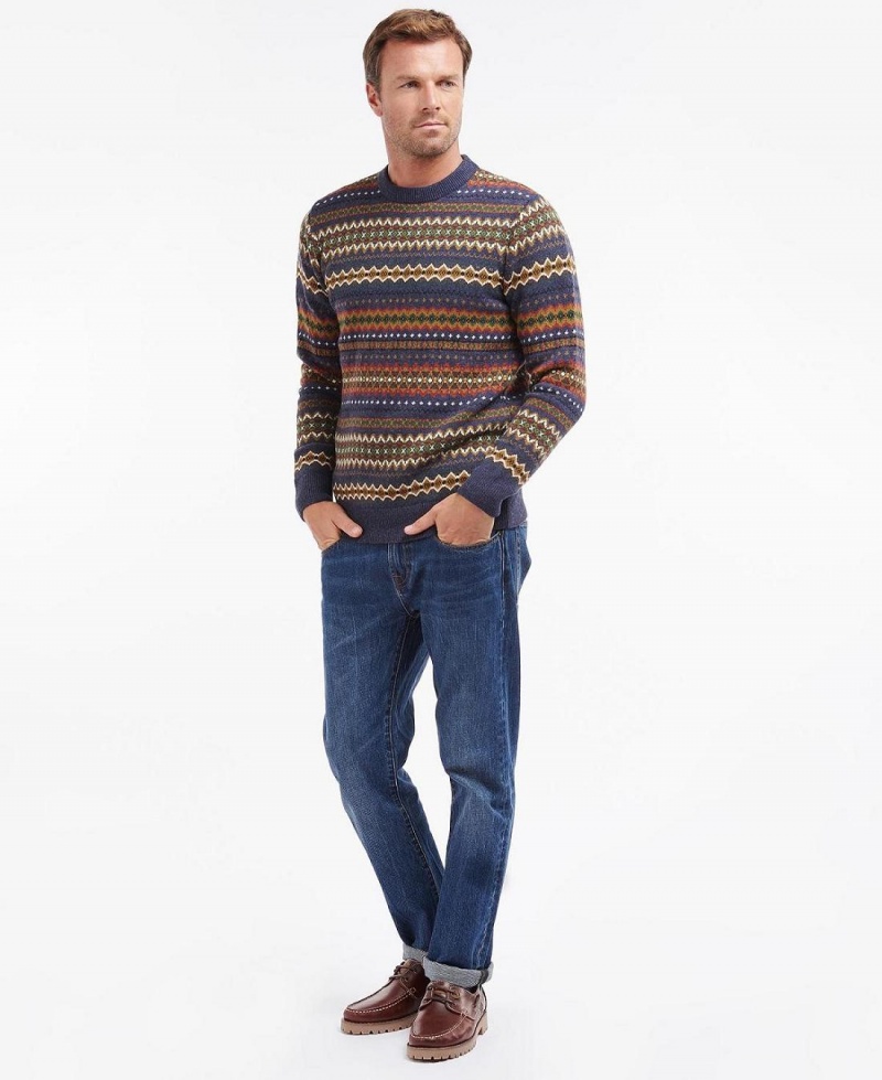 knitwear Barbour Case Fair Isle Jumper Homme Bleu | France_BAR26458