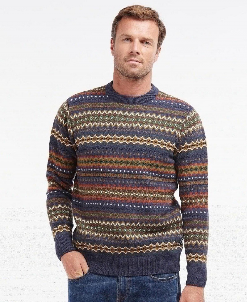 knitwear Barbour Case Fair Isle Jumper Homme Bleu | France_BAR26458