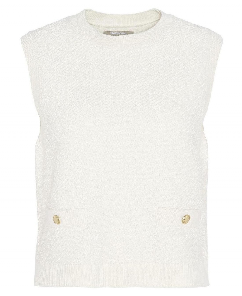 knitwear Barbour Charlene Pull Vest Femme Blanche | France_BAR56146