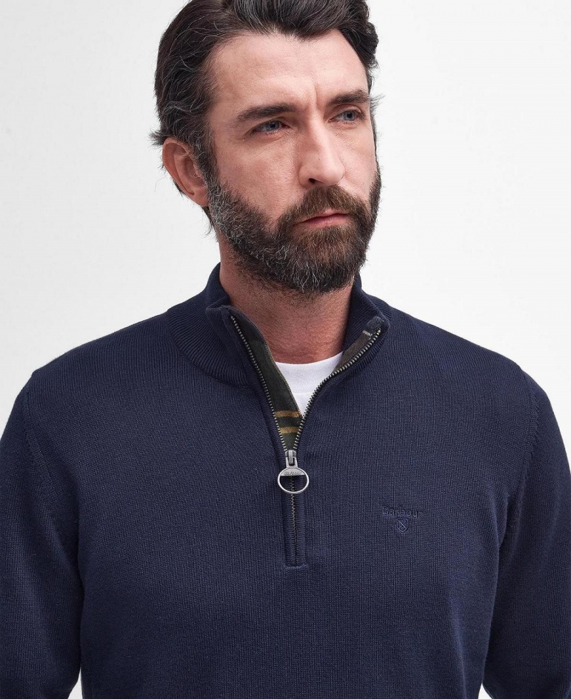 knitwear Barbour Coton Half Zip Homme Bleu Marine | France_BAR11101