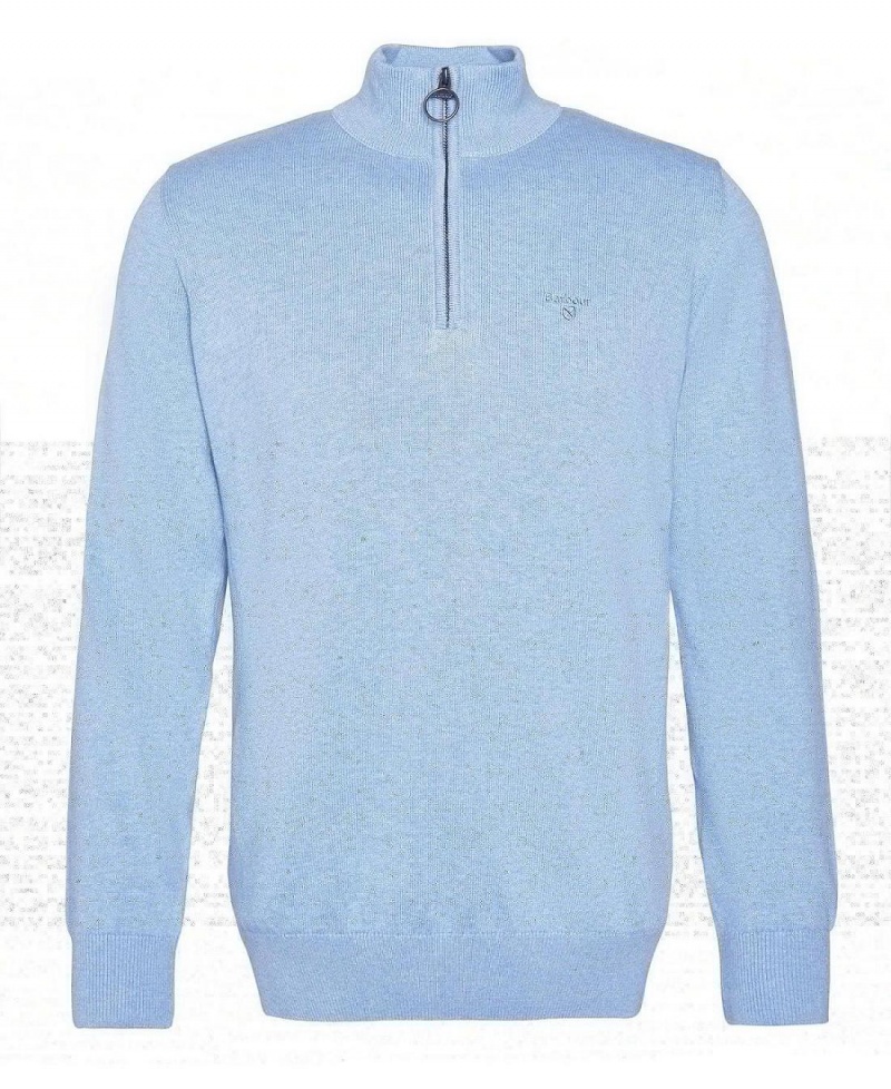 knitwear Barbour Coton Half Zip Jumper Homme Bleu | France_BAR83623