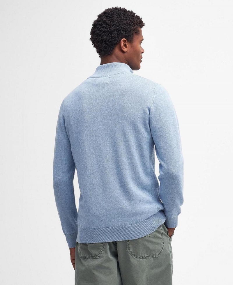 knitwear Barbour Coton Half Zip Jumper Homme Bleu | France_BAR83623