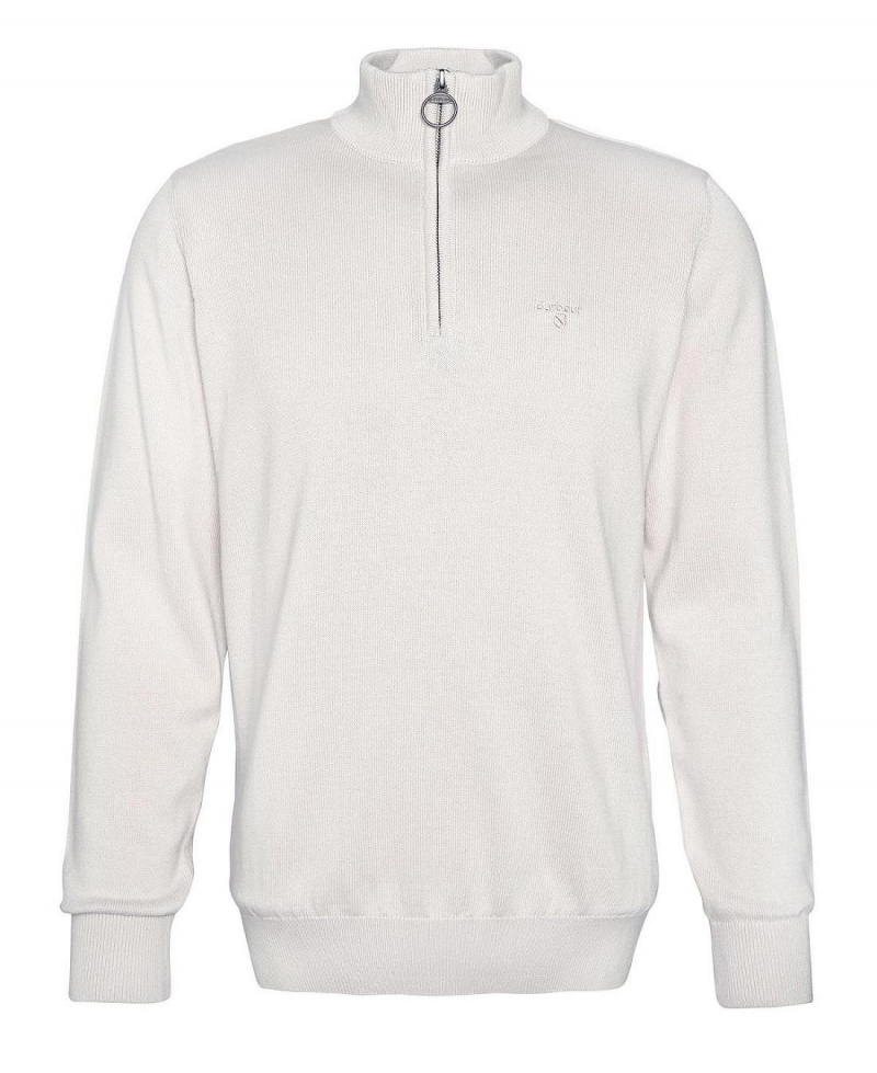 knitwear Barbour Coton Half Zip Jumper Homme Blanche | France_BAR76245