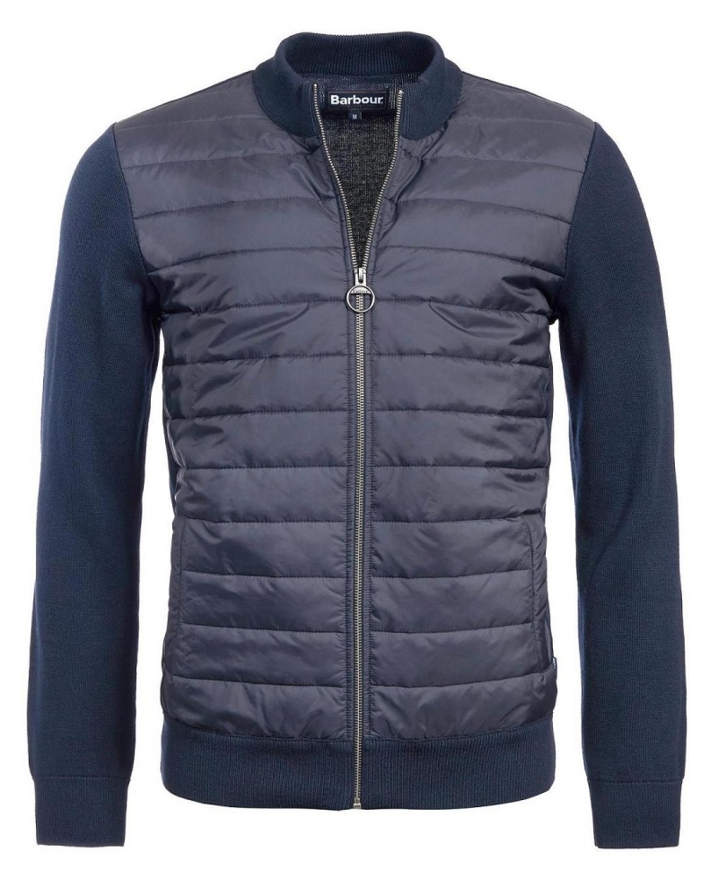 knitwear Barbour Essential Carn Baffle Zip Through Jumper Homme Bleu | France_BAR91787