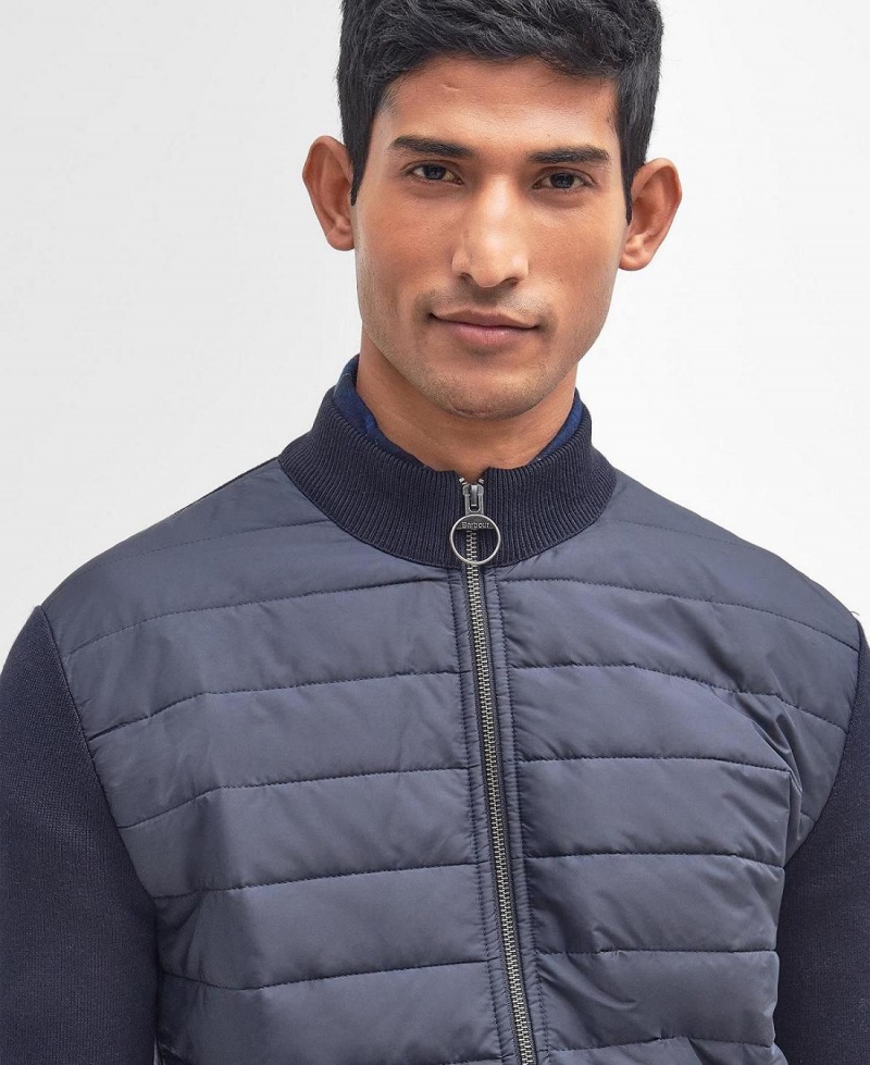 knitwear Barbour Essential Carn Baffle Zip Through Jumper Homme Bleu | France_BAR91787