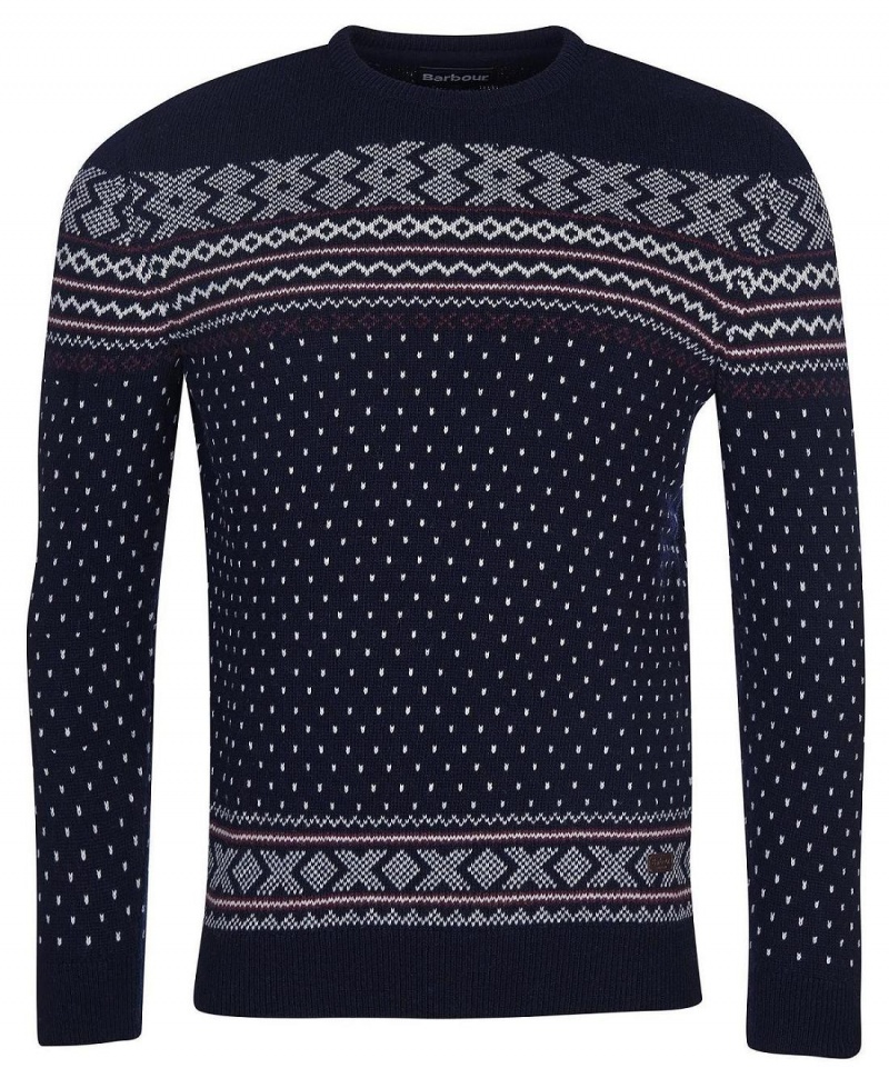 knitwear Barbour Essential Fairisle Sweatshirt Homme Bleu Marine | France_BAR89192