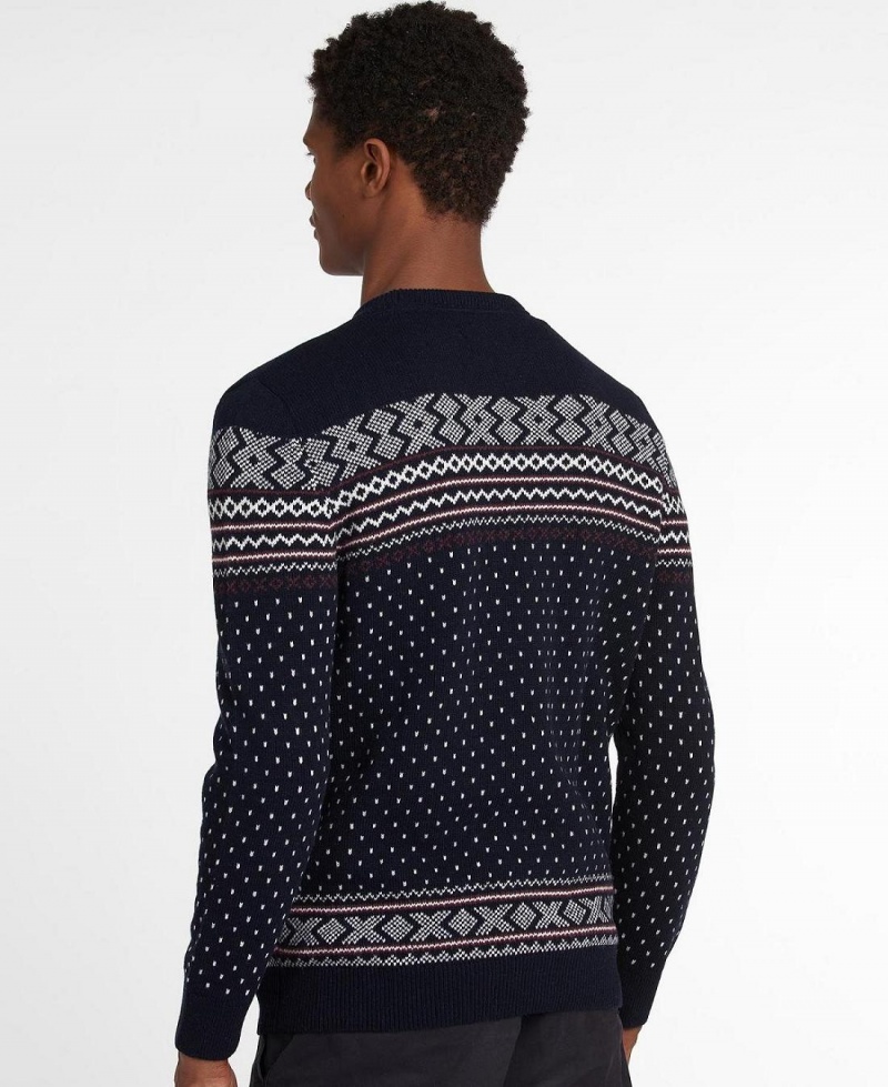 knitwear Barbour Essential Fairisle Sweatshirt Homme Bleu Marine | France_BAR89192