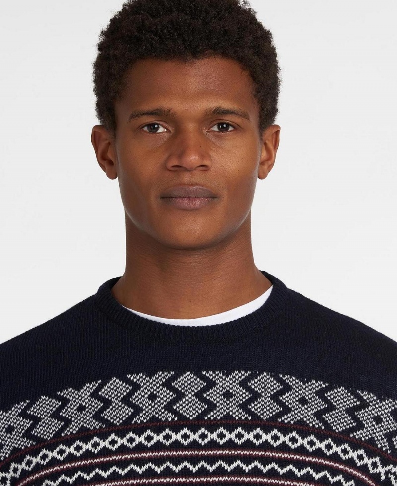 knitwear Barbour Essential Fairisle Sweatshirt Homme Bleu Marine | France_BAR89192