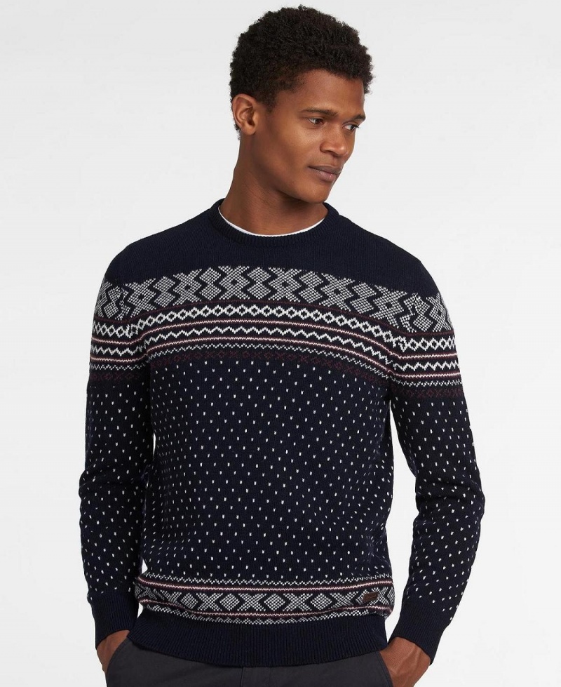 knitwear Barbour Essential Fairisle Sweatshirt Homme Bleu Marine | France_BAR89192