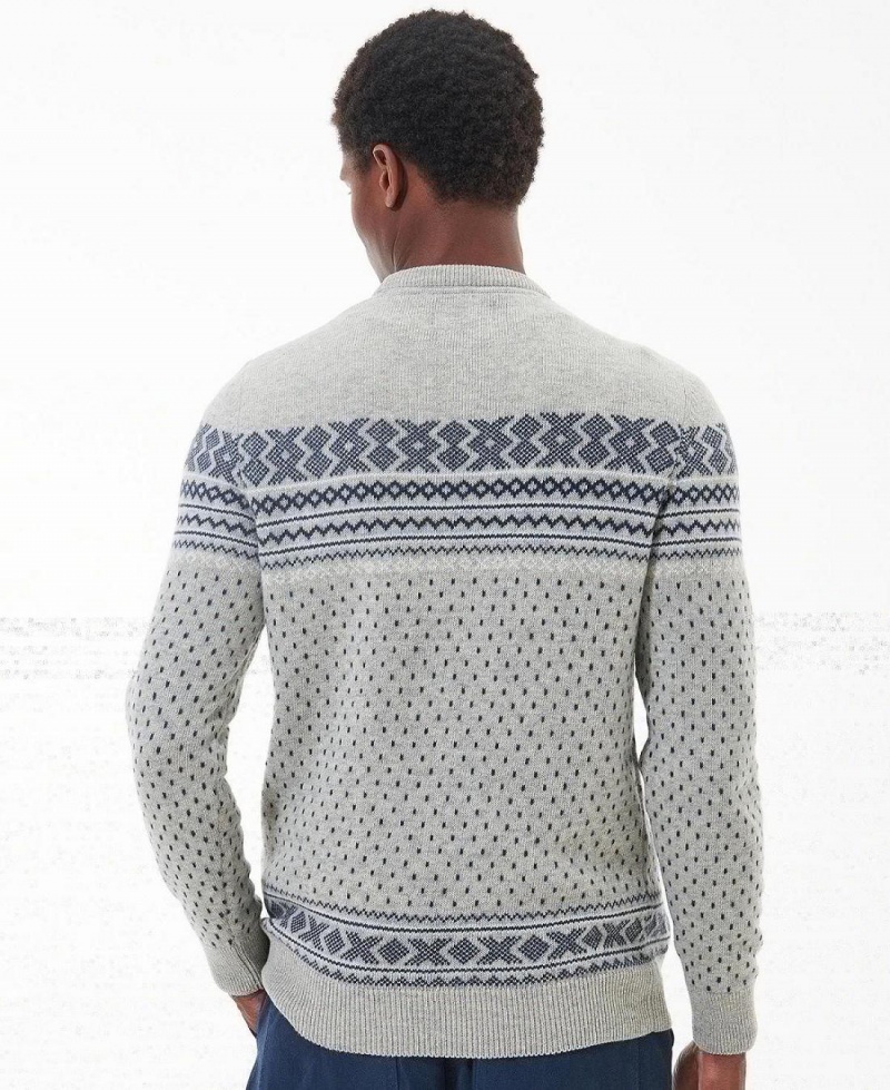 knitwear Barbour Essential Fairisle Sweatshirt Homme Grise | France_BAR28741