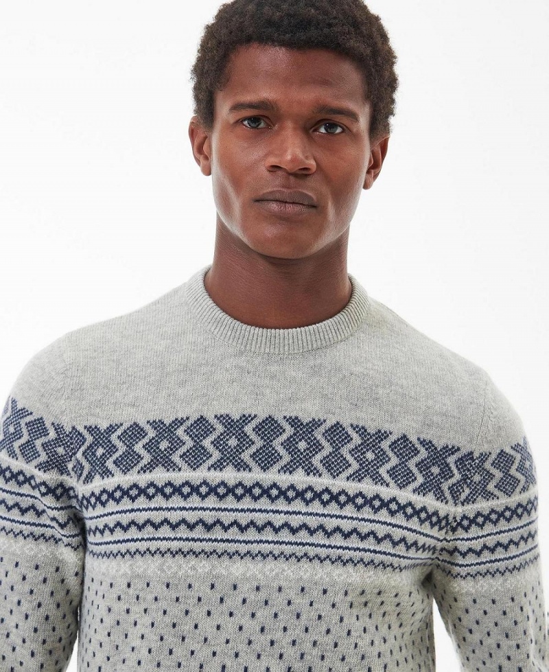 knitwear Barbour Essential Fairisle Sweatshirt Homme Grise | France_BAR28741