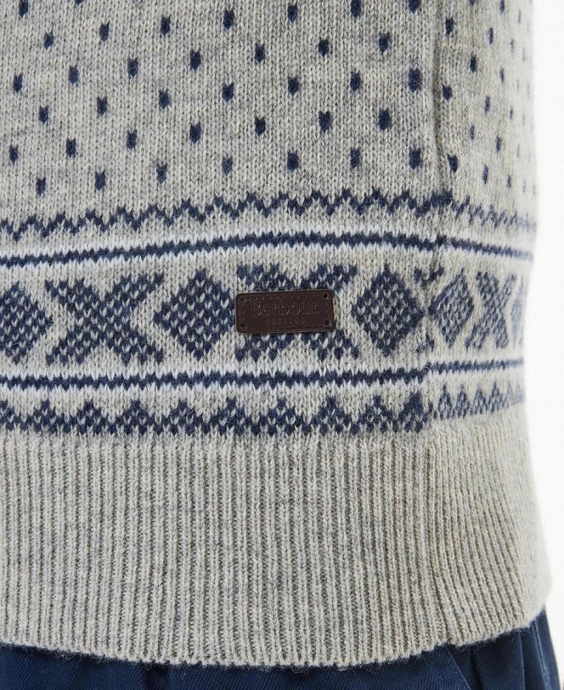 knitwear Barbour Essential Fairisle Sweatshirt Homme Grise | France_BAR28741