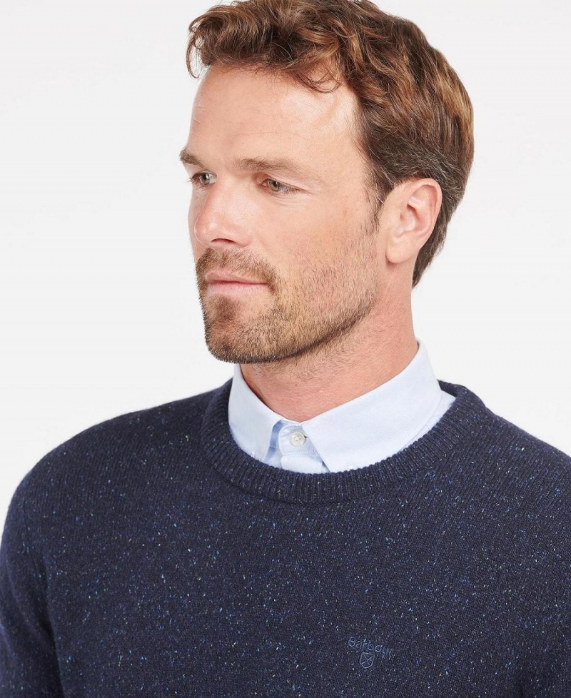 knitwear Barbour Essential Tisbury Crew-Neck Sweatshirt Homme Bleu Marine | France_BAR31525