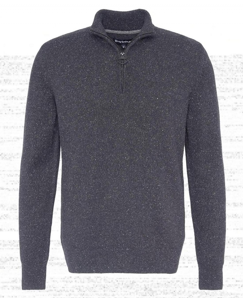 knitwear Barbour Essential Tisbury Half Zip Sweatshirt Homme Grise | France_BAR38286