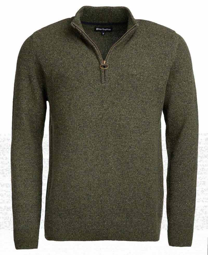 knitwear Barbour Essential Tisbury Half Zip Sweatshirt Homme Vert | France_BAR91191