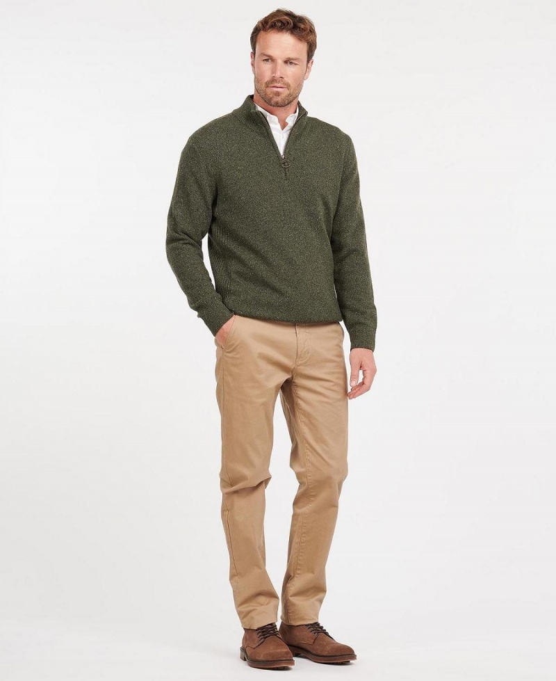 knitwear Barbour Essential Tisbury Half Zip Sweatshirt Homme Vert | France_BAR91191