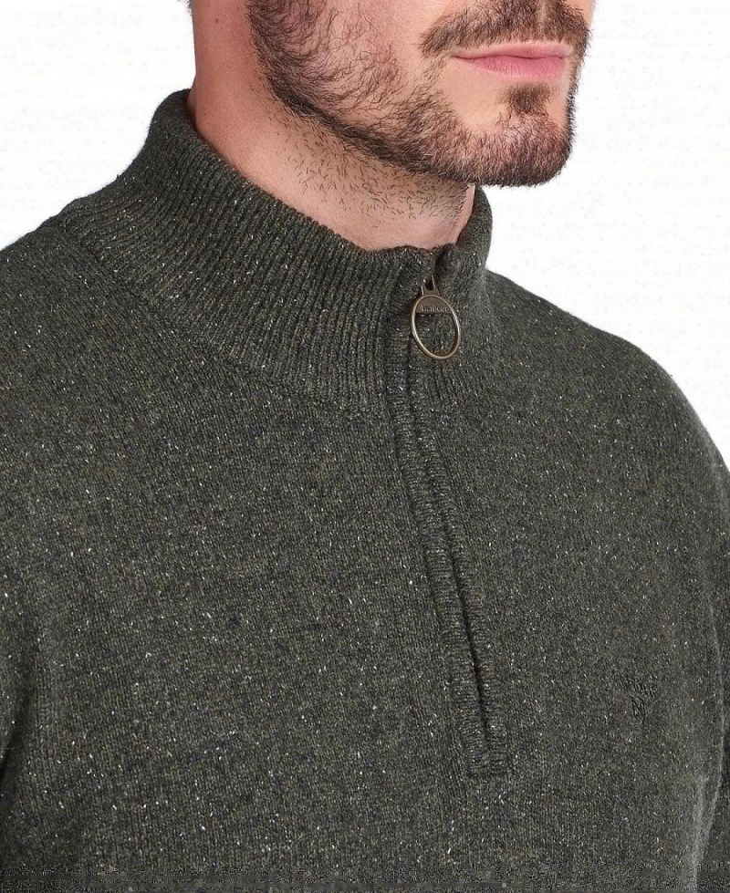 knitwear Barbour Essential Tisbury Half Zip Sweatshirt Homme Vert | France_BAR91191